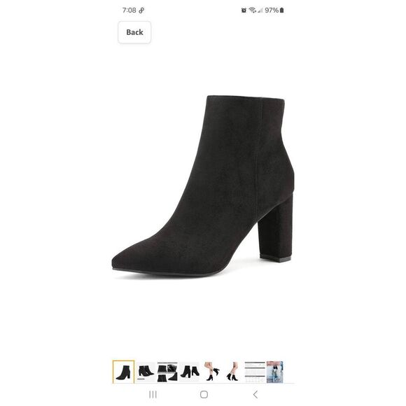 New Size 6 Dream Pairs Sianna1 Black Chunky High Heel Ankle Boots Booties - Picture 1 of 5